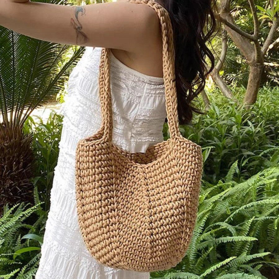 Retro Crochet Cotton Thread Woven Shoulder Bag – Literary Holiday Beach Handbag