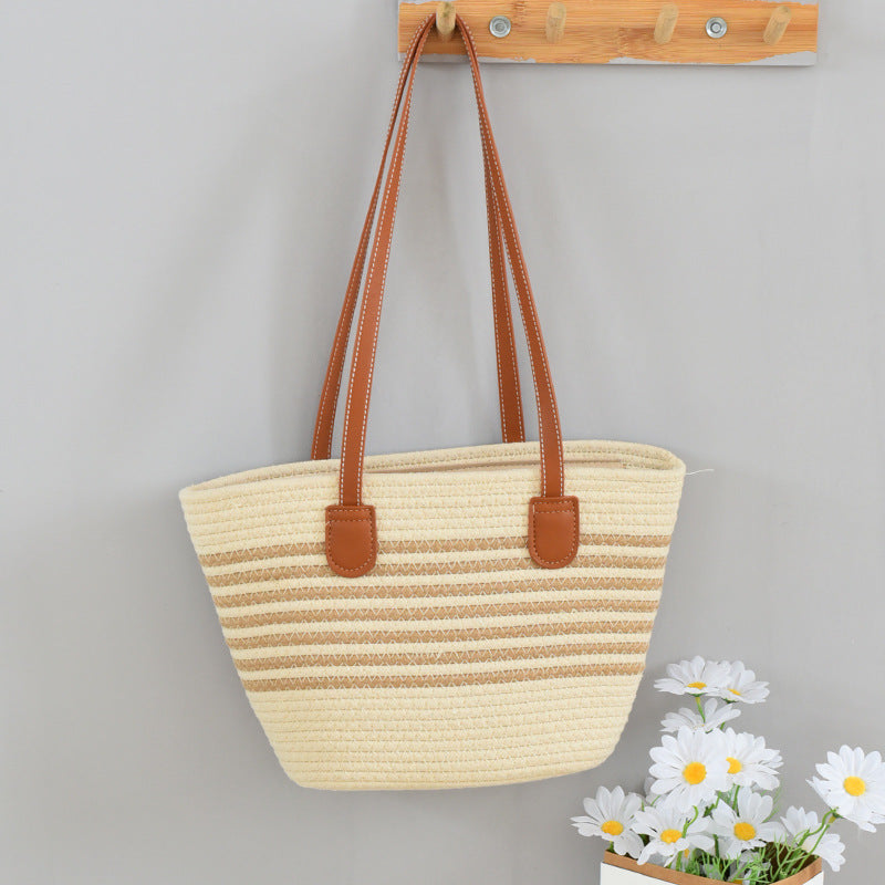 Women's Straw Shoulder Bag – Woven Tote & Crossbody Beach Handbag