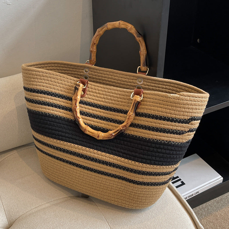 Simple Woven Straw Shoulder Tote Bag for Women – Large Capacity Versatile Underarm Handbag