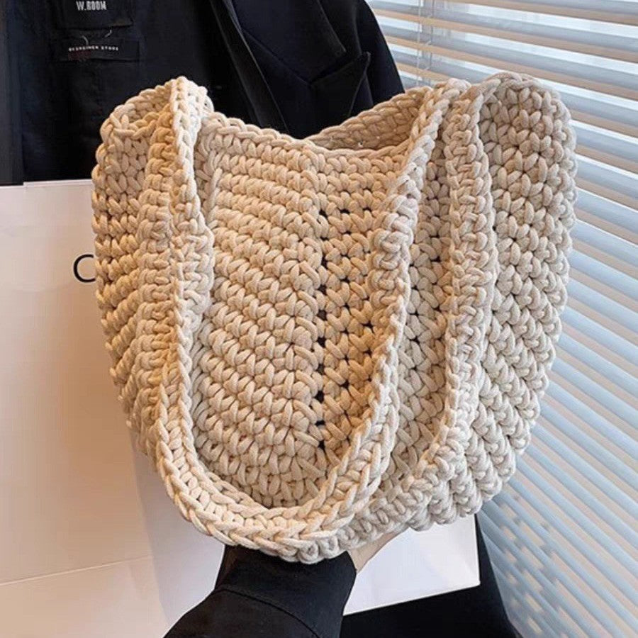 Retro Crochet Cotton Thread Woven Shoulder Bag – Literary Holiday Beach Handbag