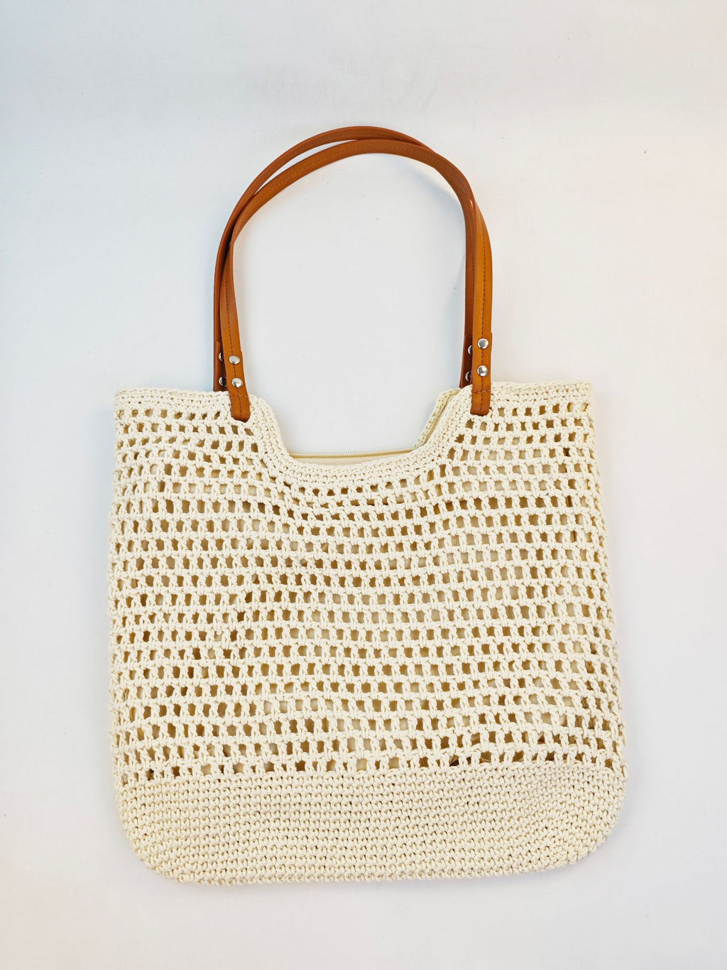Hand-Woven Cotton Thread Shoulder Bag – Large Capacity Cut-Out Beach Handbag