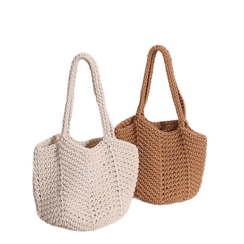 Retro Crochet Cotton Thread Woven Shoulder Bag – Literary Holiday Beach Handbag