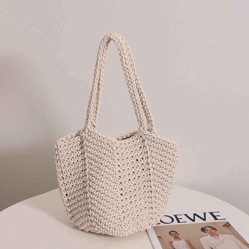Retro Crochet Cotton Thread Woven Shoulder Bag – Literary Holiday Beach Handbag