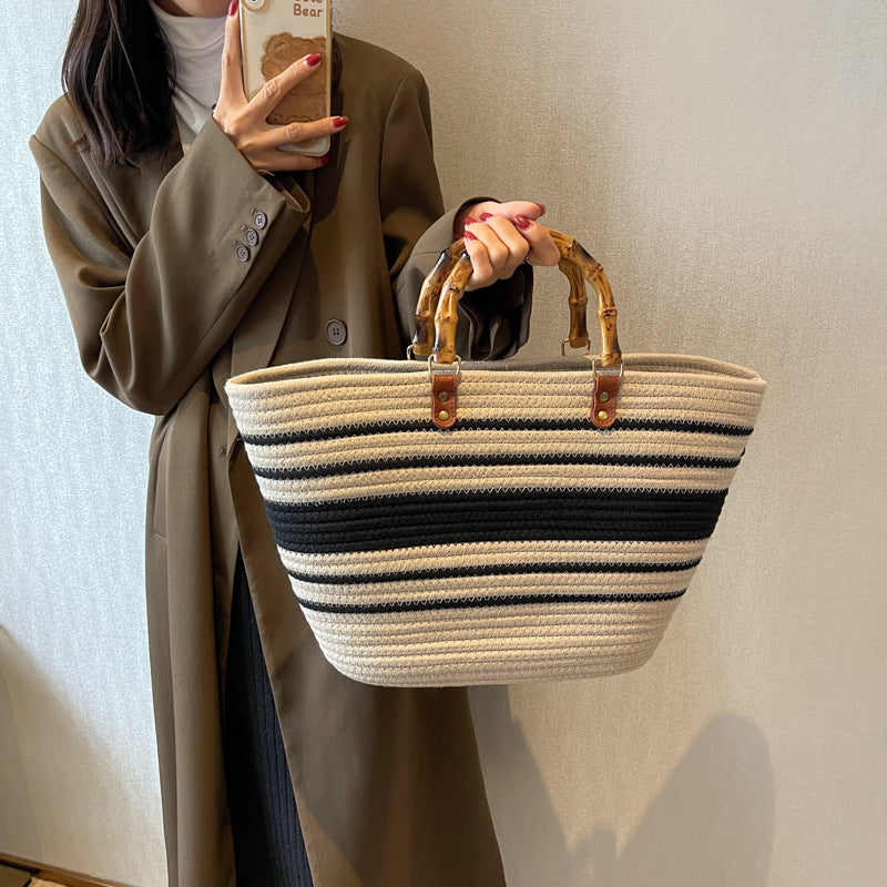 Simple Woven Straw Shoulder Tote Bag for Women – Large Capacity Versatile Underarm Handbag