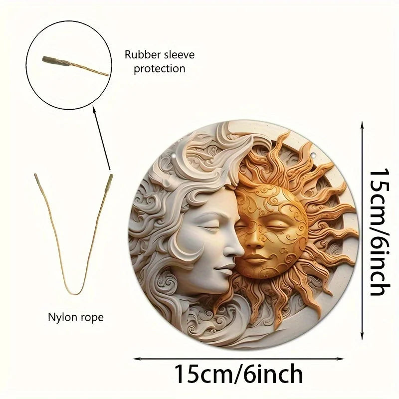 Bohemian Sun & Moon Acrylic Round Wall Art | Celestial Window Decor & Wreath Sign for Home & Garden