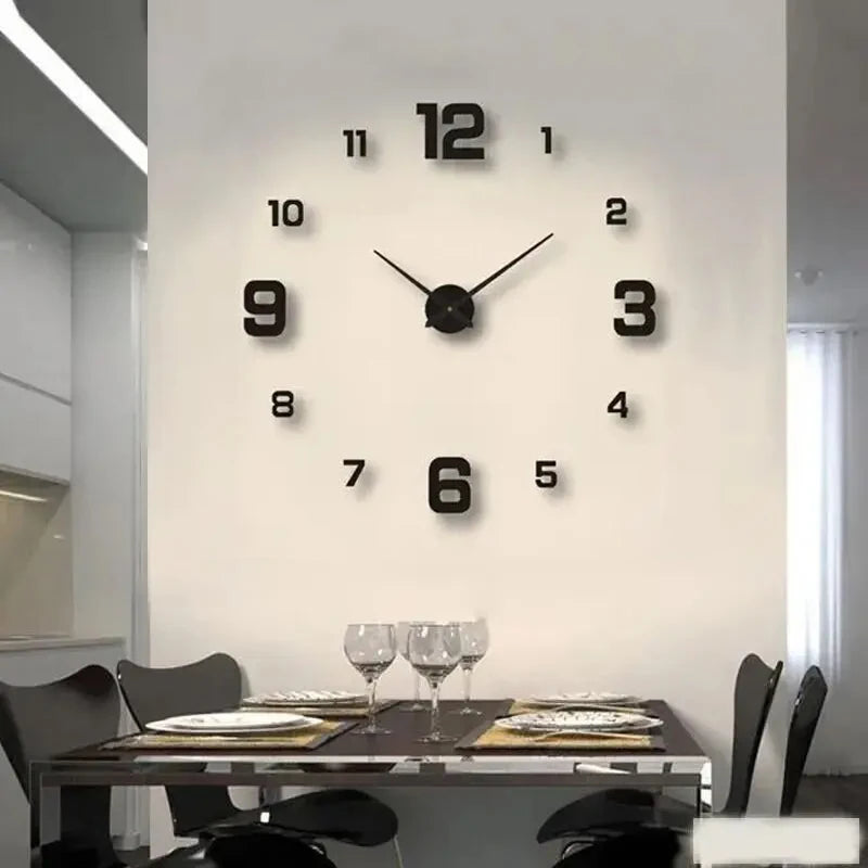 Frameless DIY Acrylic Wall Clock | Silent Analog Clock for Living Room, Bedroom & Office