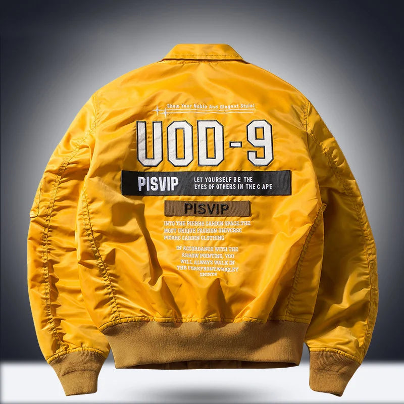 Men's Hip Hop Military Bomber Flight Jacket – Air Force Windbreaker Coat | Red, Army Green, Yellow & Black | M–XXXL | FBA Vibes