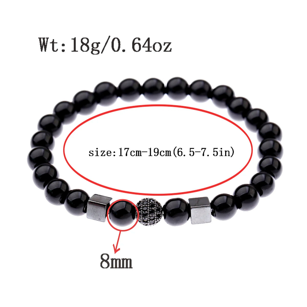 FBA Natural Stone Matte Black Beaded Bracelet | Yoga Jewelry for Men & Women