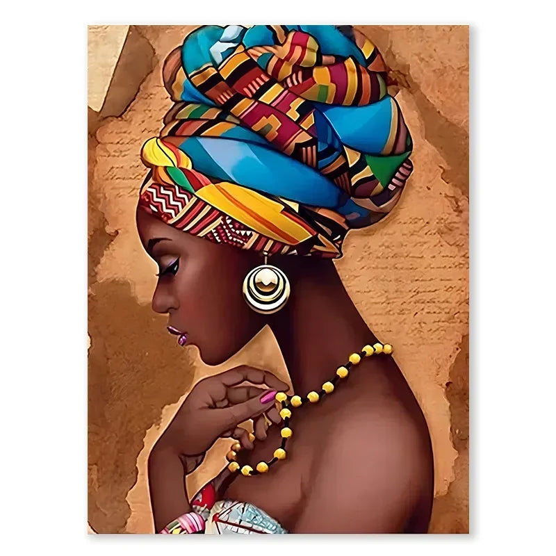 African Woman Canvas Painting | Black Women Wall Art Poster