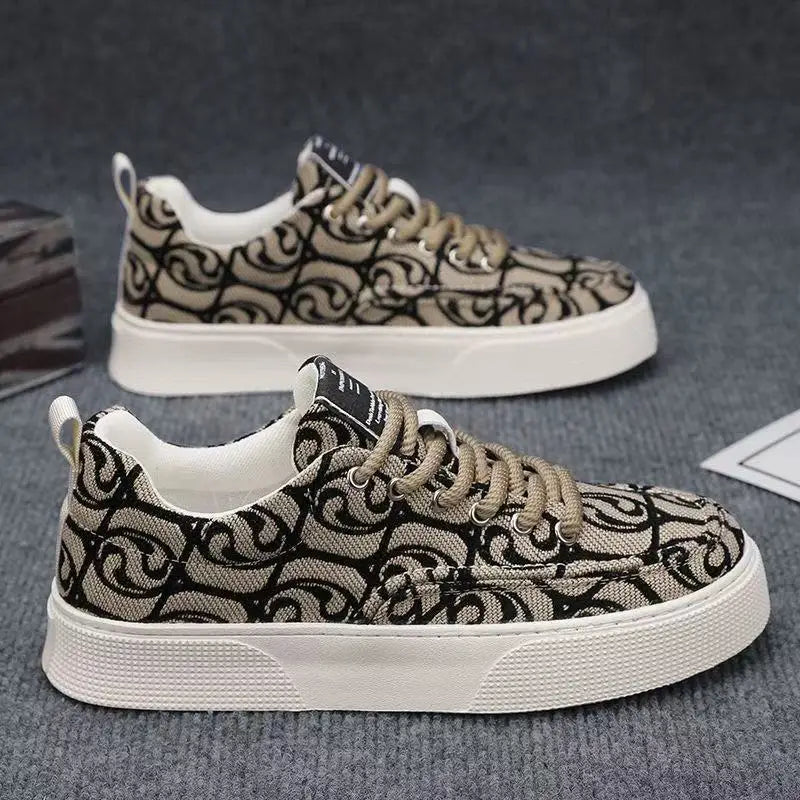 FBA Men's Ethnic Style Platform Board Shoes | Breathable Flat Sneakers