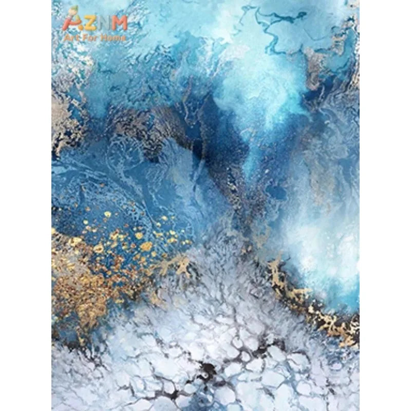 Blue & Gold Abstract River Canvas Print | 1 or 3-Piece Wall Art | FBA Vibes