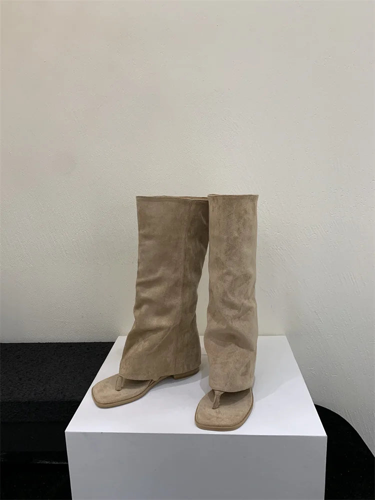 Women's Open-Toe Hollow Knee-High Sandal Boot