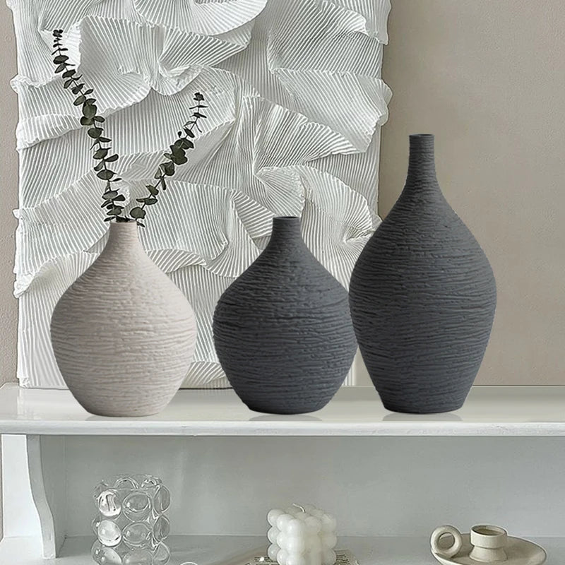 Simple Ceramic Vase | Nordic Minimalist Narrow-Mouth Flower Pot for Home, Living Room & Office