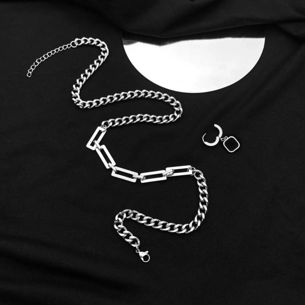 FBA Black Beads Square Pendant Necklace for Men | Fashion Jewelry