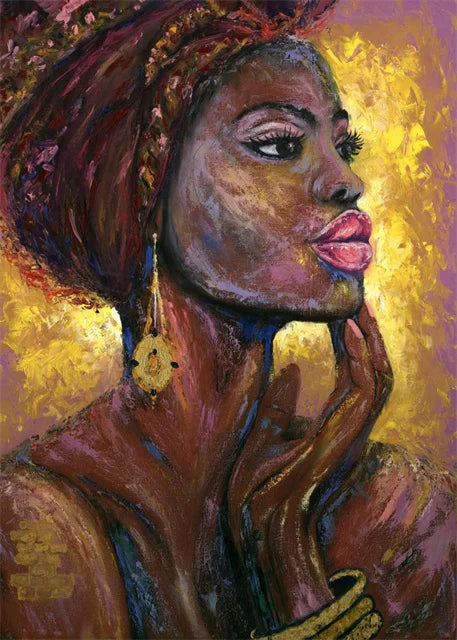 African Woman Abstract Art Canvas Print | Africa Girl Portrait Poster for Living Room Wall Decor