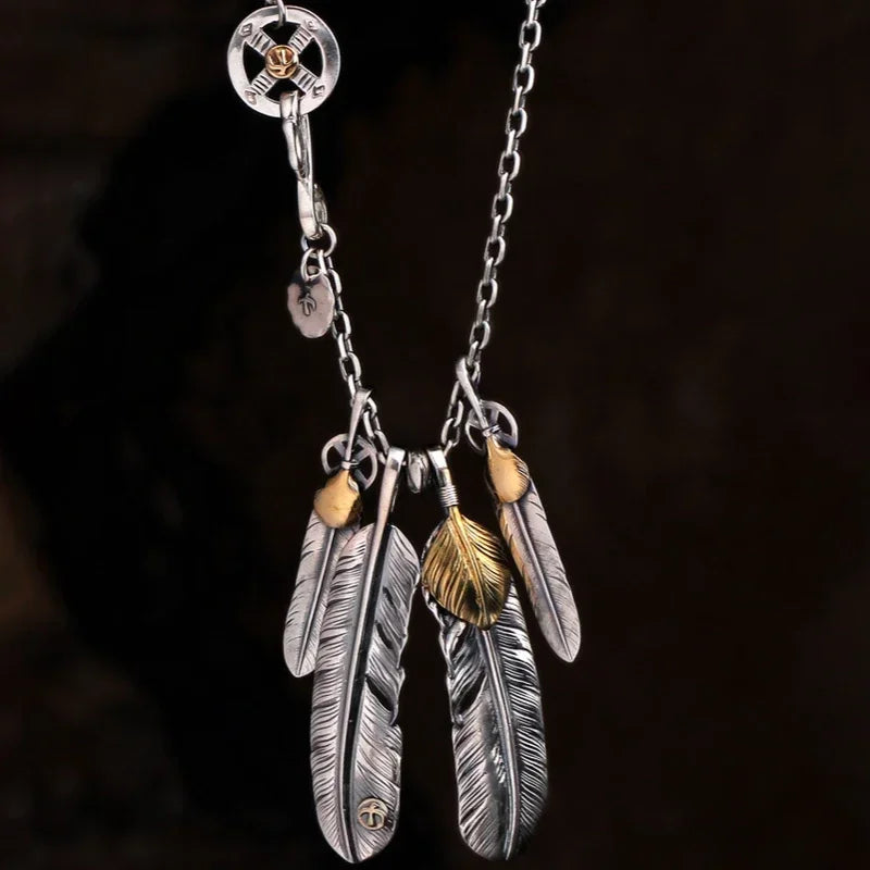 FBA Classic Feather Pendant Necklace Set | Hip Hop Punk Jewelry