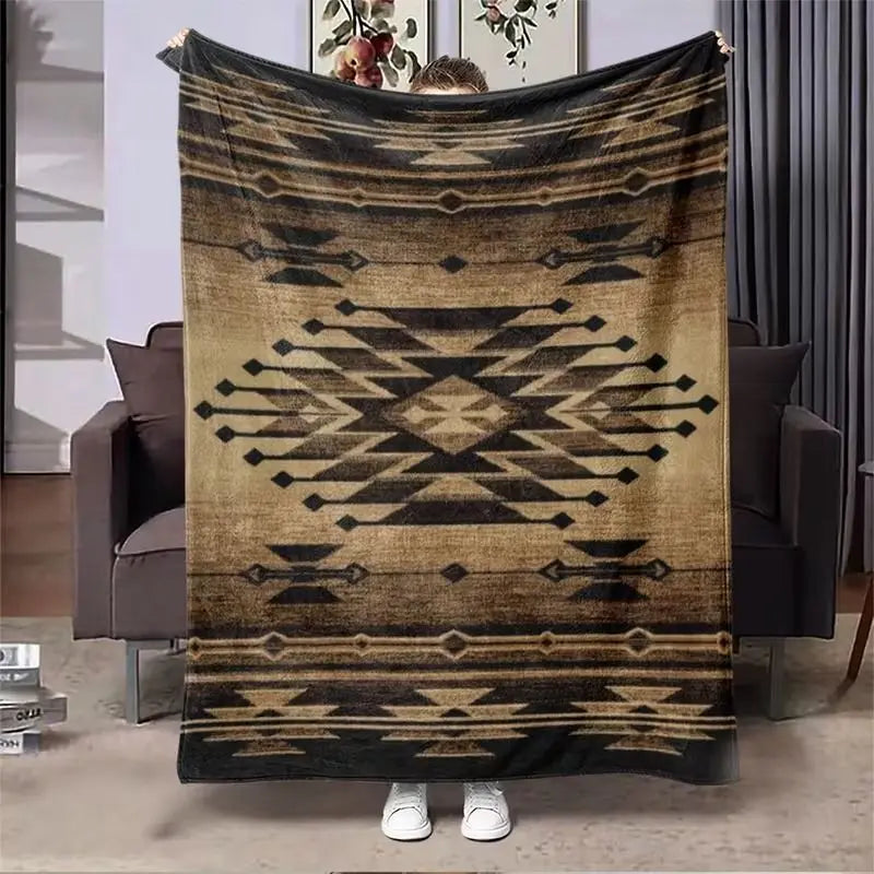 Persian Kilim Tribal Patchwork Flannel Throw Blanket – 5 Colors | FBA Vibes
