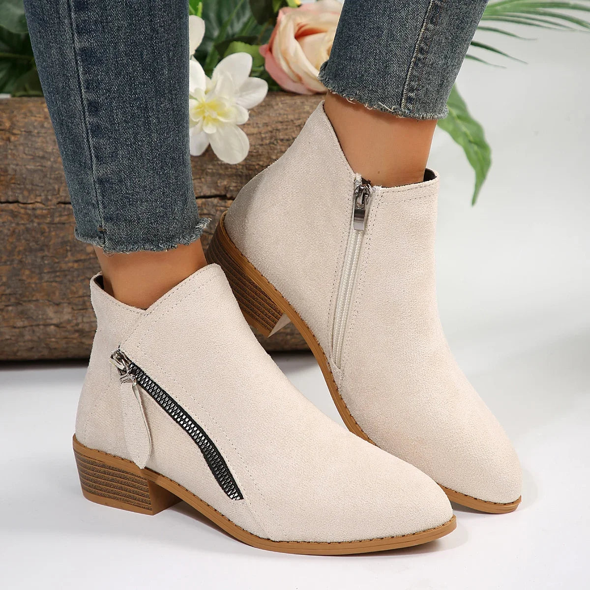 Women's Pointed Toe Ankle Boot with Height-Increasing Heel | FBA Vibes