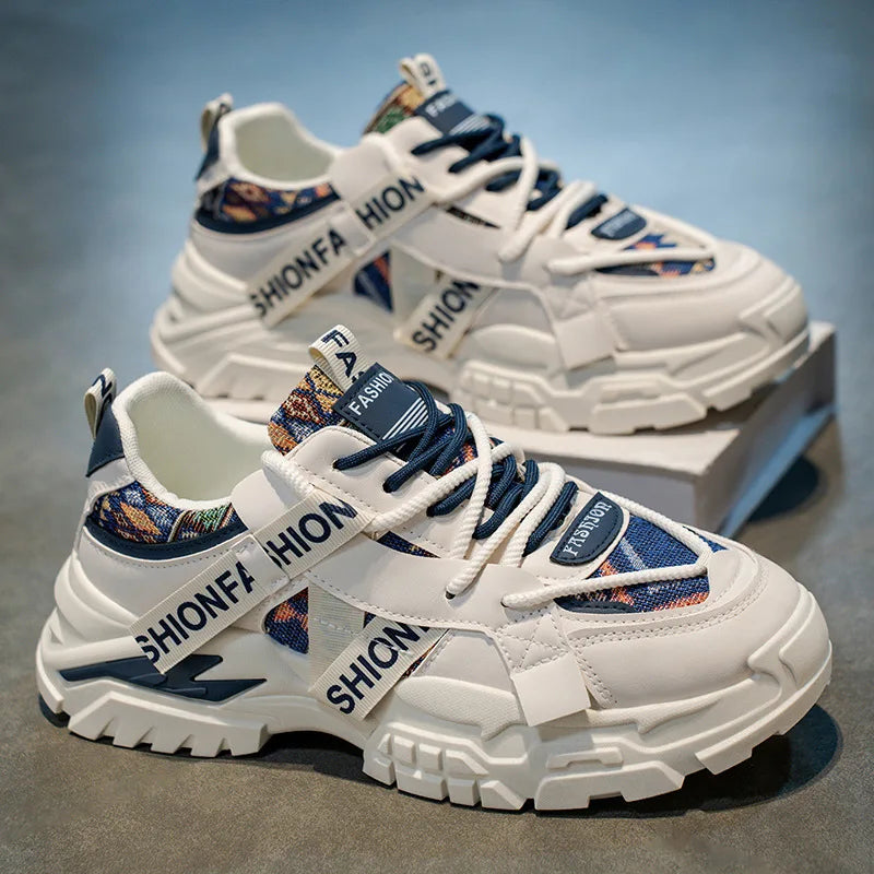 Men's Running Shoes 2025 New Summer Original Design Versatile Casual Thick Bottom Heightening Dad Trendy Sneakers PU Mesh Lin...