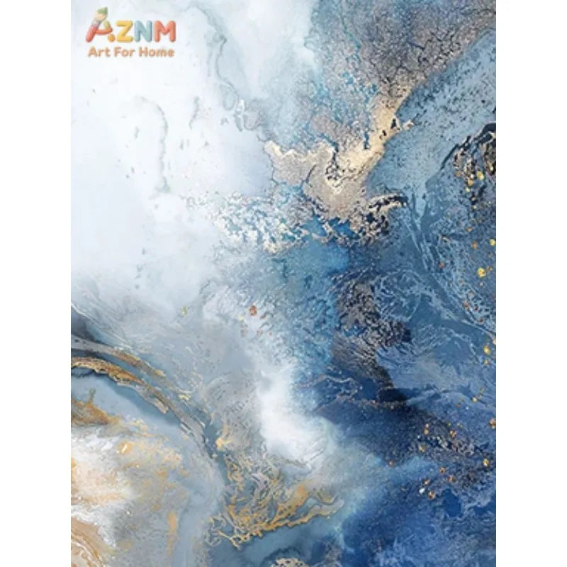 Blue & Gold Abstract River Canvas Print | 1 or 3-Piece Wall Art | FBA Vibes