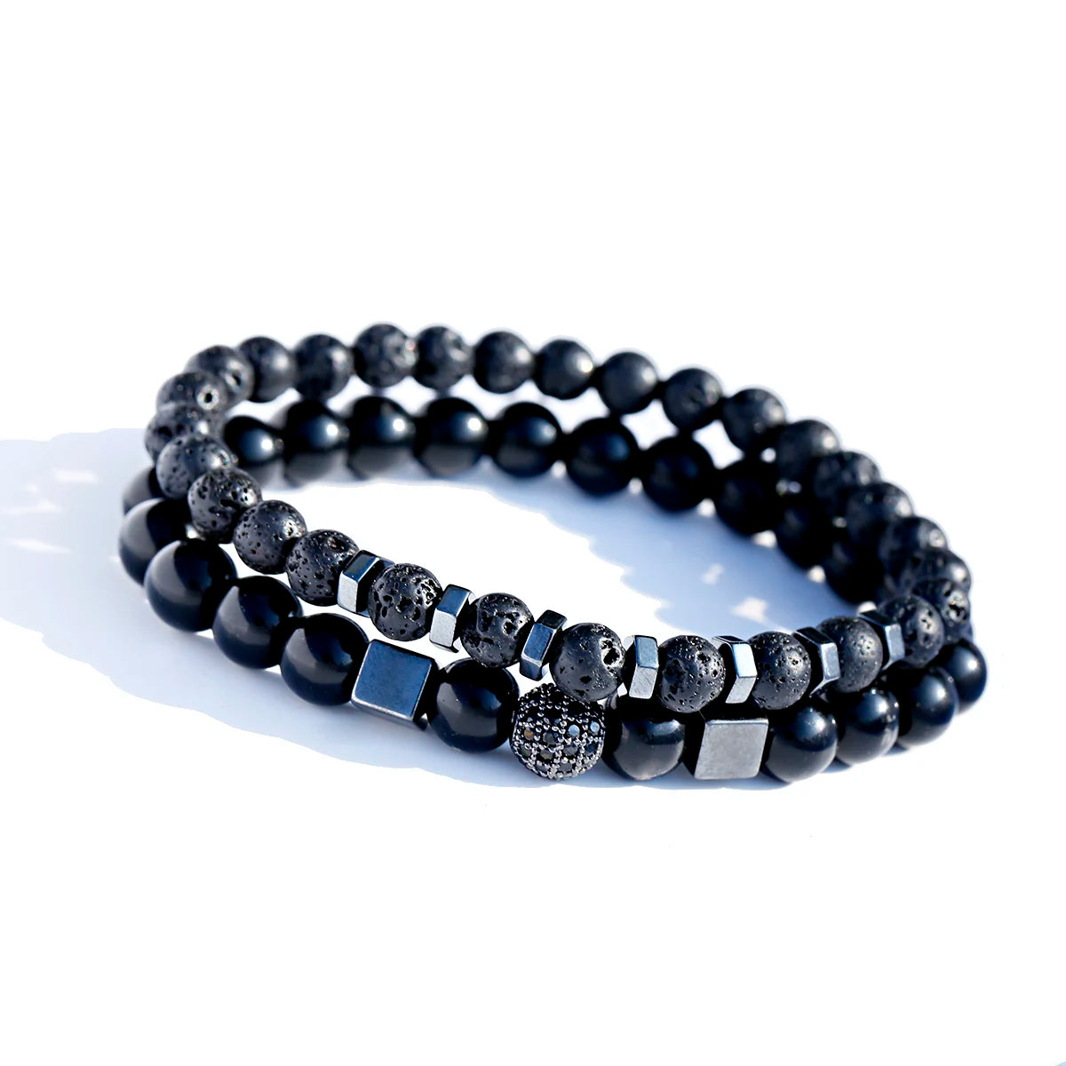 FBA Natural Stone Matte Black Beaded Bracelet | Yoga Jewelry for Men & Women