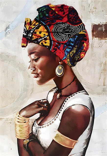 African Woman Abstract Art Canvas Print | Africa Girl Portrait Poster for Living Room Wall Decor