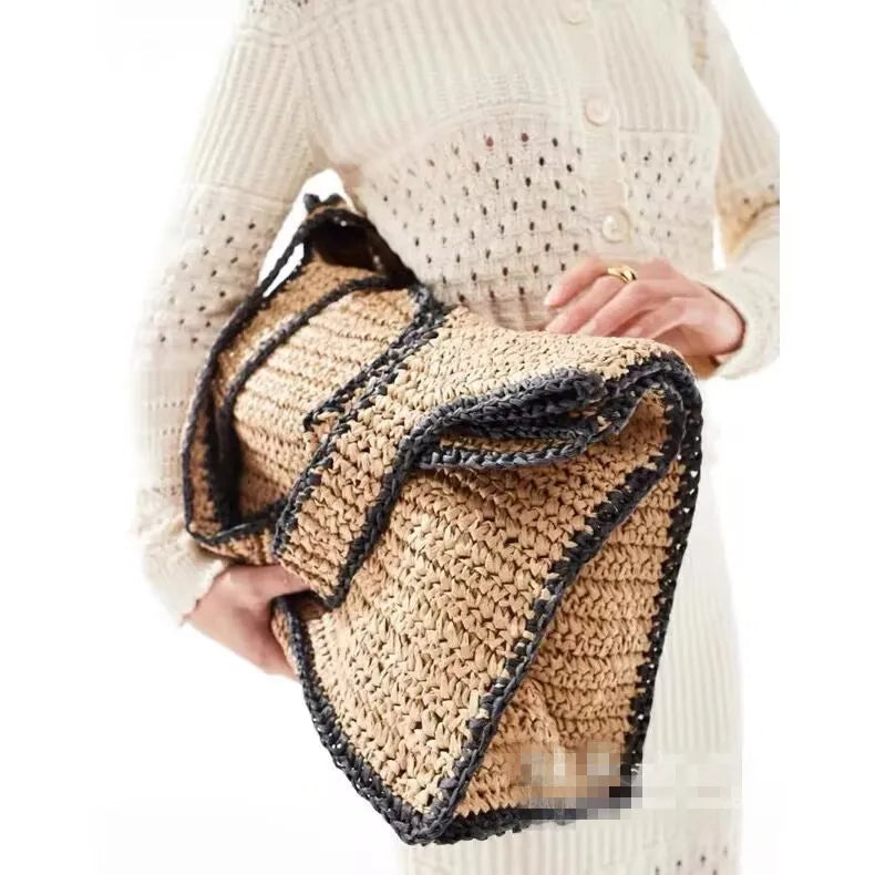 Straw Woven Top Handle Underarm Beach Tote Bag for Women – Large Capacity Luxury Shoulder Bag