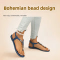 FBA Women's Bohemian Beaded Flat Sandals | Slip-On Beach Shoes