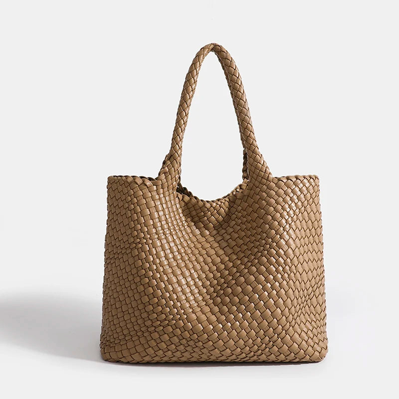 PU Woven Hobo Tote Bag with Coin Purse for Women – Soft Foldable Top-Handle Shoulder Bag