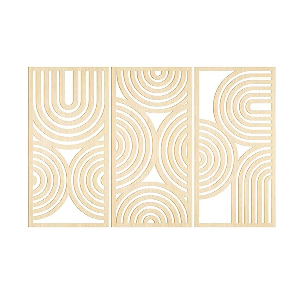 3-Piece Wooden Wall Art Mural Set | Abstract Hollow Arch Bohemian Decor for Kitchen, Bathroom & Living Room