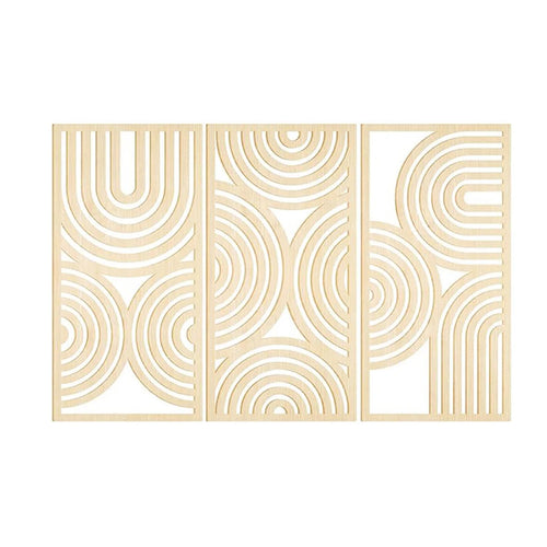 3-Piece Wooden Wall Art Mural Set | Abstract Hollow Arch Bohemian Decor for Kitchen, Bathroom & Living Room