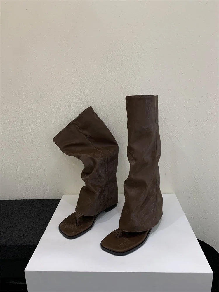 Women's Open-Toe Hollow Knee-High Sandal Boot