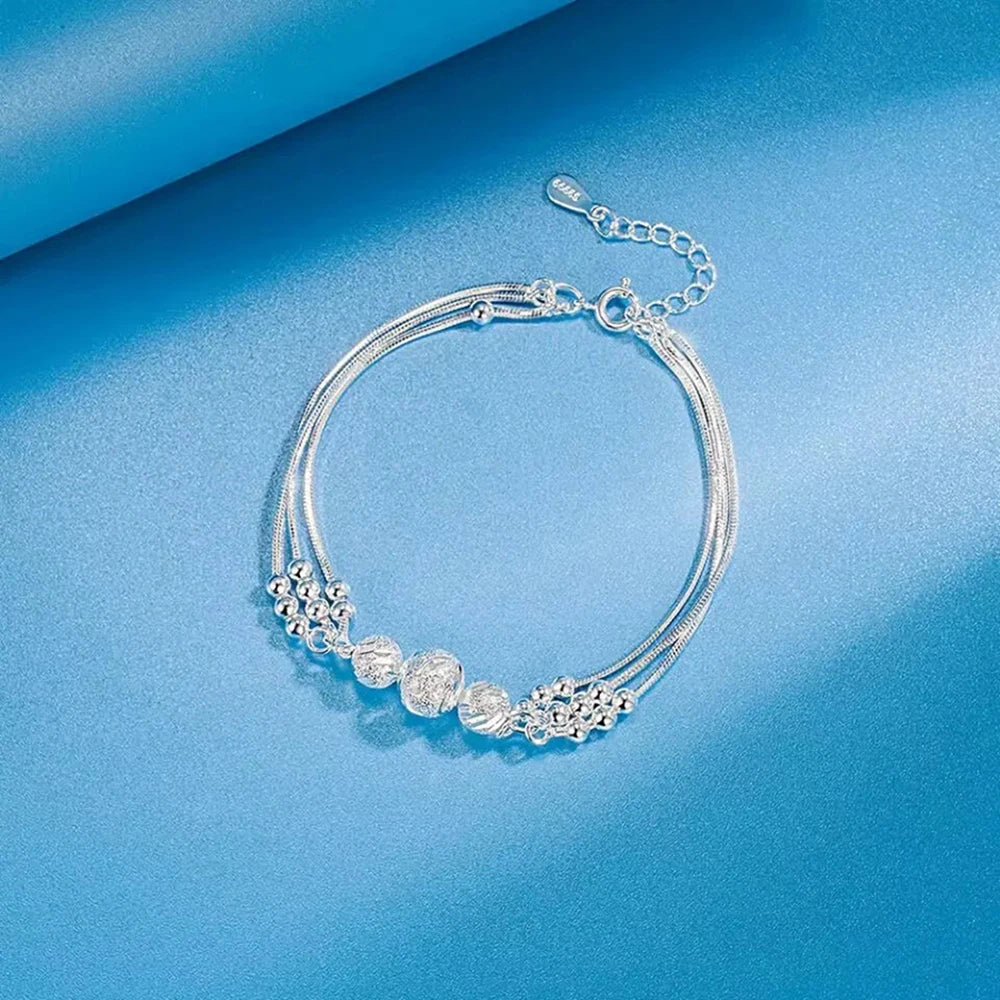 FBA 925 Sterling Silver Exquisite Beaded Bracelet | Women's Wedding Jewelry