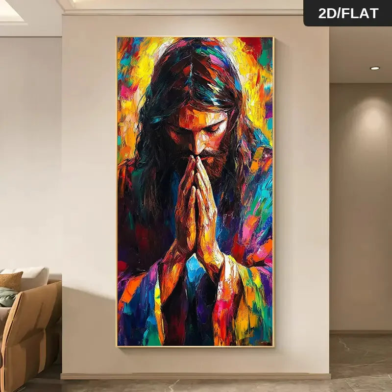 Jesus Prayer Abstract Canvas Print | Religious Wall Art | FBA Vibes