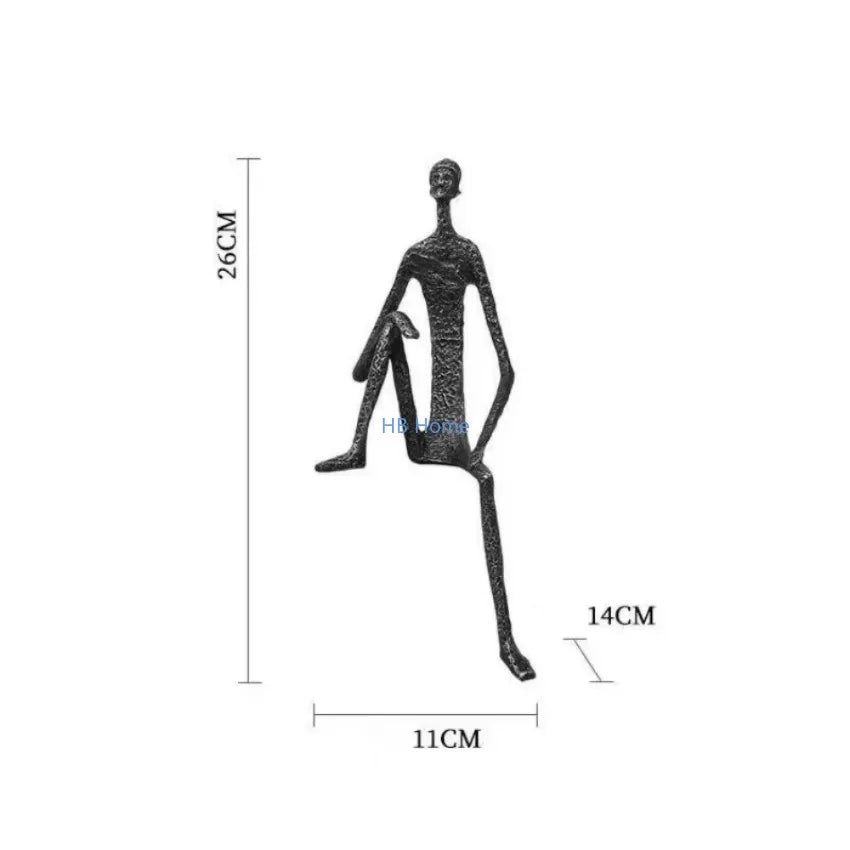 Abstract Metal Human Sculpture | Cast Iron Art Deco Desktop Ornament for Home Decor