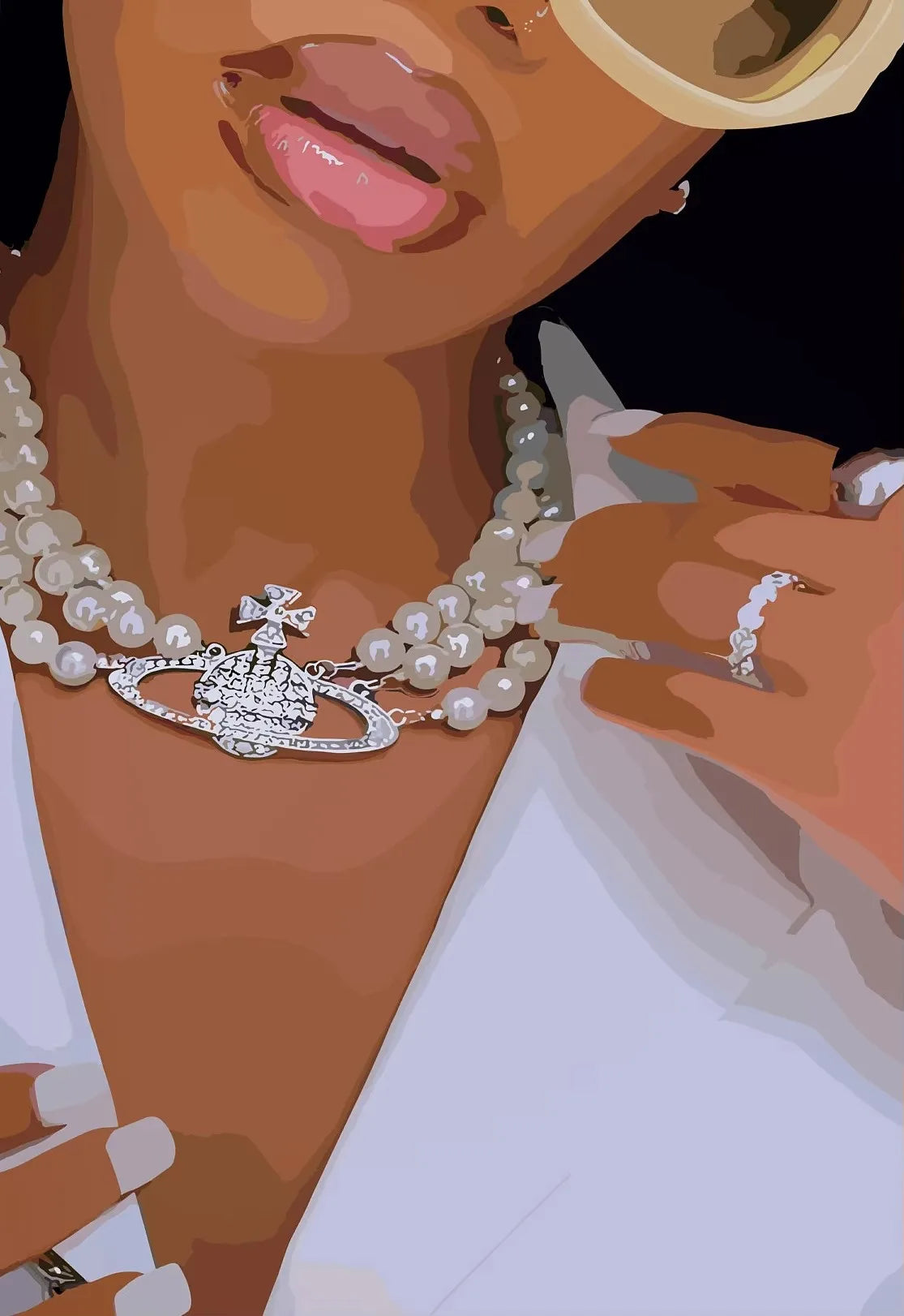 Hip Hop Black Girl Gold Jewelry Canvas Print | Afro Woman Wall Art
