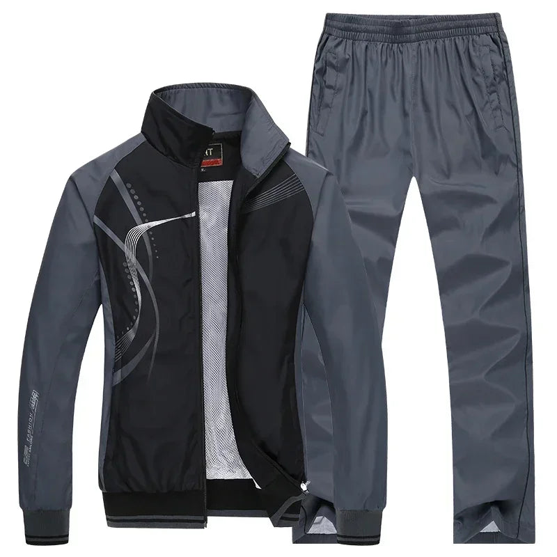 Men's 2-Piece Printed Tracksuit Set – Zip-Up Jacket & Sweatpants | Jogging Sportswear | FBA Vibes