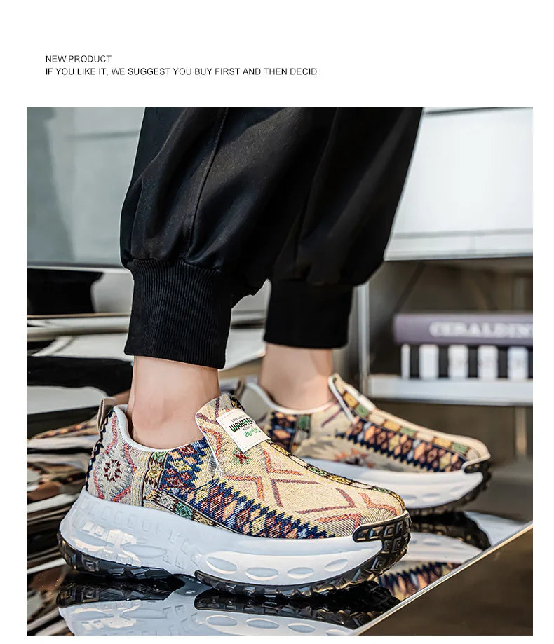 FBA Bohemia Print Canvas Sneakers | Breathable Anti-Slip Casual Shoes