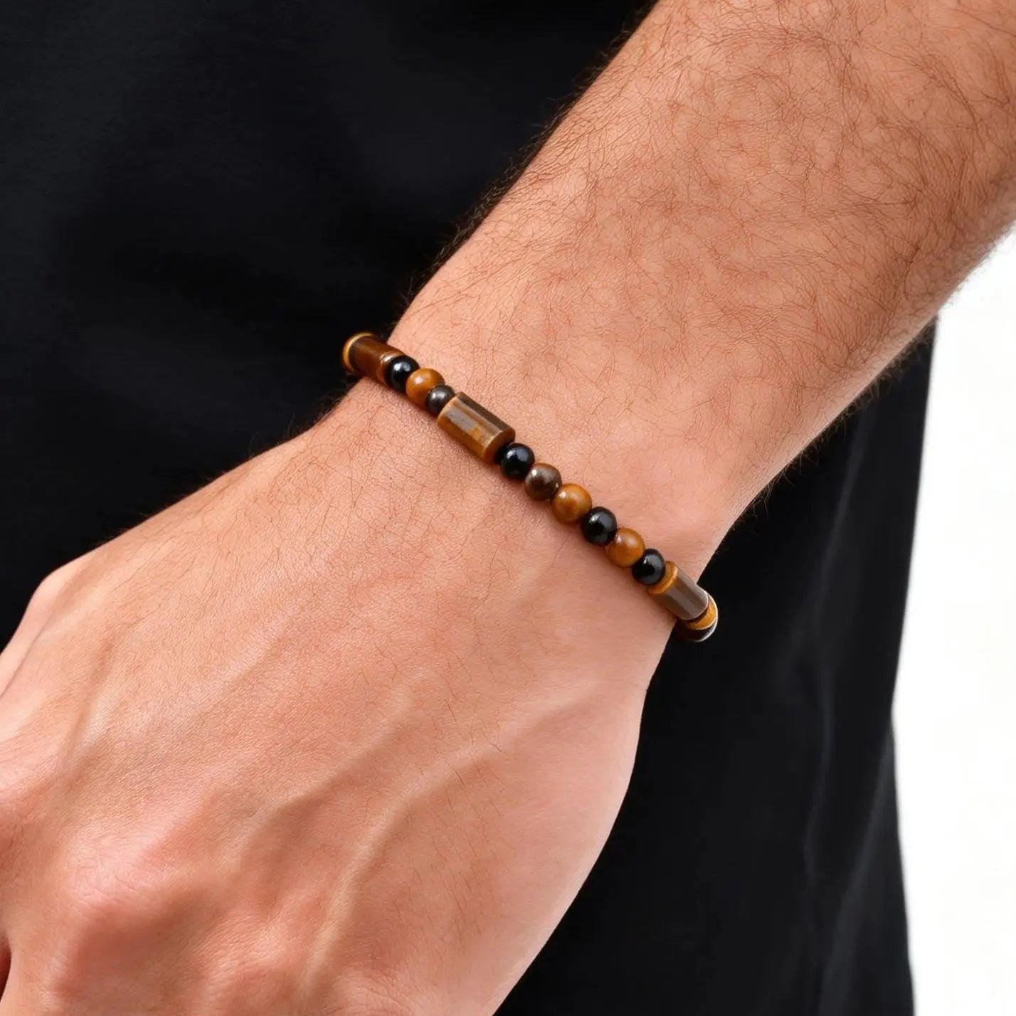 FBA Natural Stone Agate Tiger Eye Bracelet | Stainless Steel Jewelry Gift