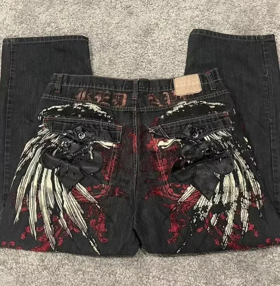 Women's Y2K Harajuku High Waist Wide-Leg Jeans – Retro Hip Hop Gothic Loose Denim Pants | 14 Colors | S–XXL | FBA Vibes