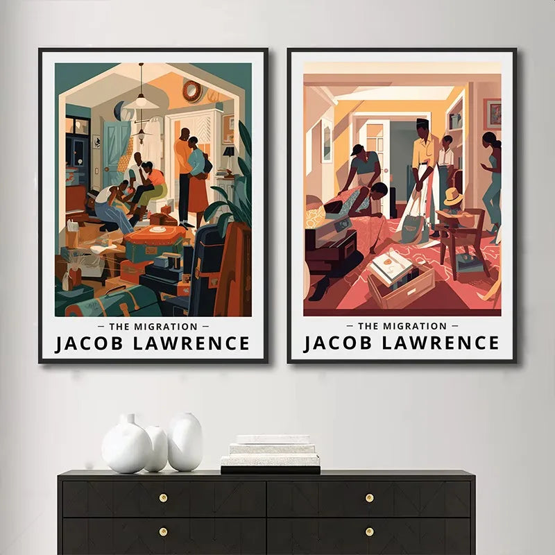 Jacob Lawrence Migration Canvas Print | African American Art Poster for Home Decor
