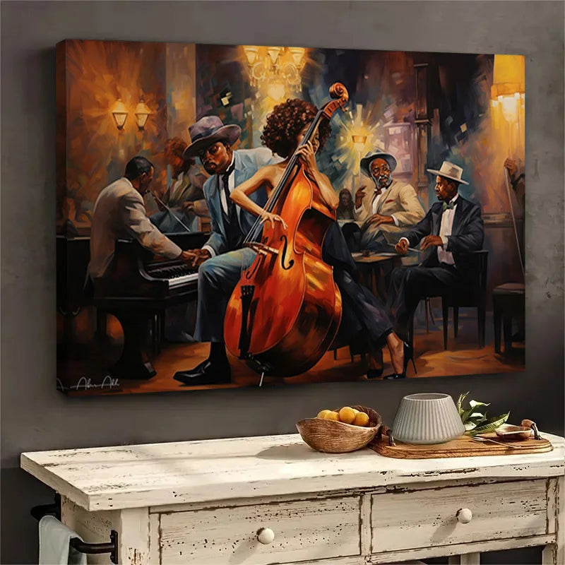 African American Jazz Band Canvas Print | Large Wall Art for Home Decor & Party Backgrounds