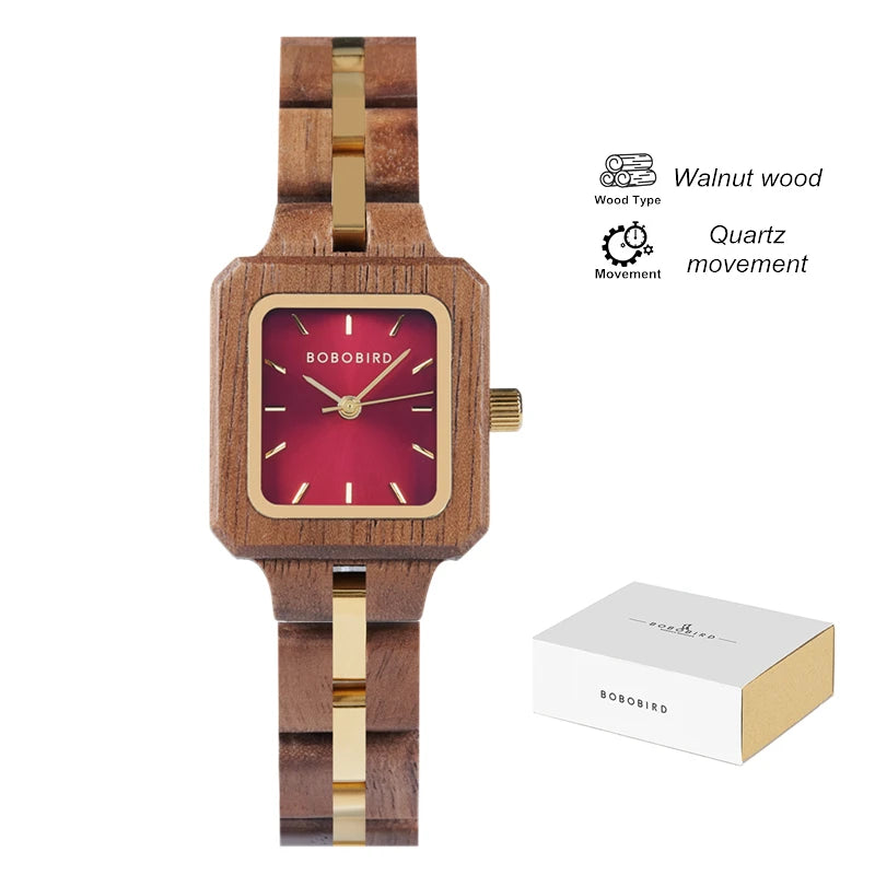 FBA Women's BOBO BIRD Wood Watch | Fashion Quartz Wooden Wristwatch