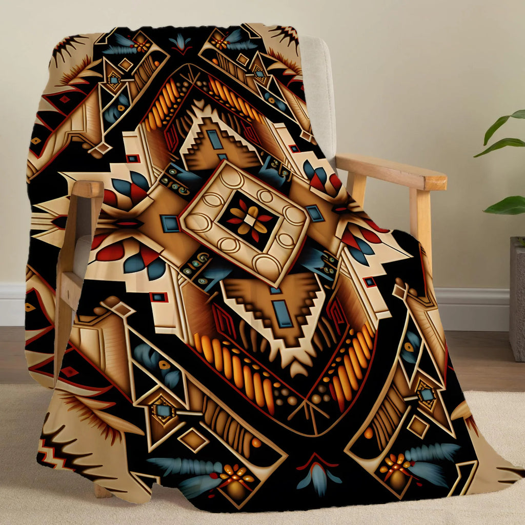 Ethnic Pattern Flannel Throw Blanket – 7 Prints | FBA Vibes