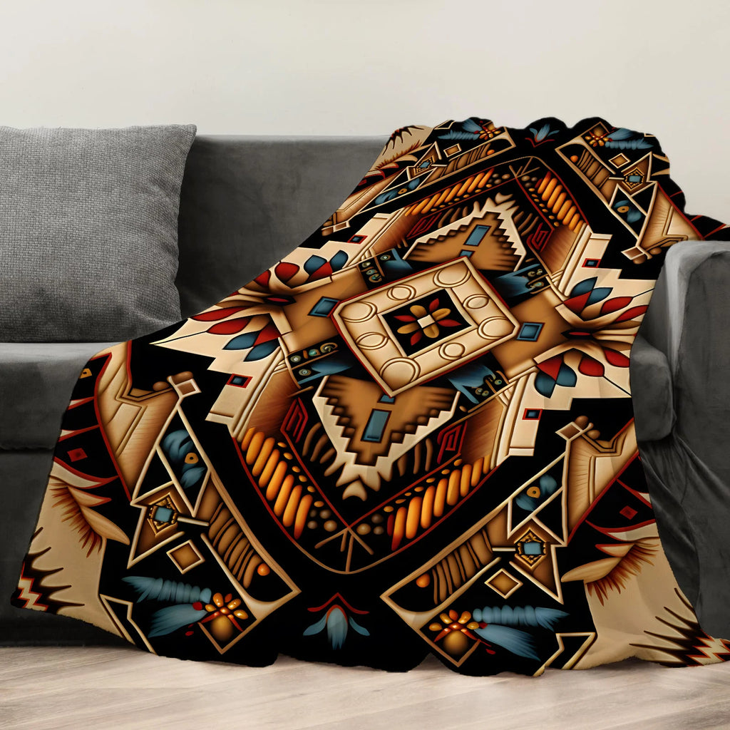 Ethnic Pattern Flannel Throw Blanket – 7 Prints | FBA Vibes