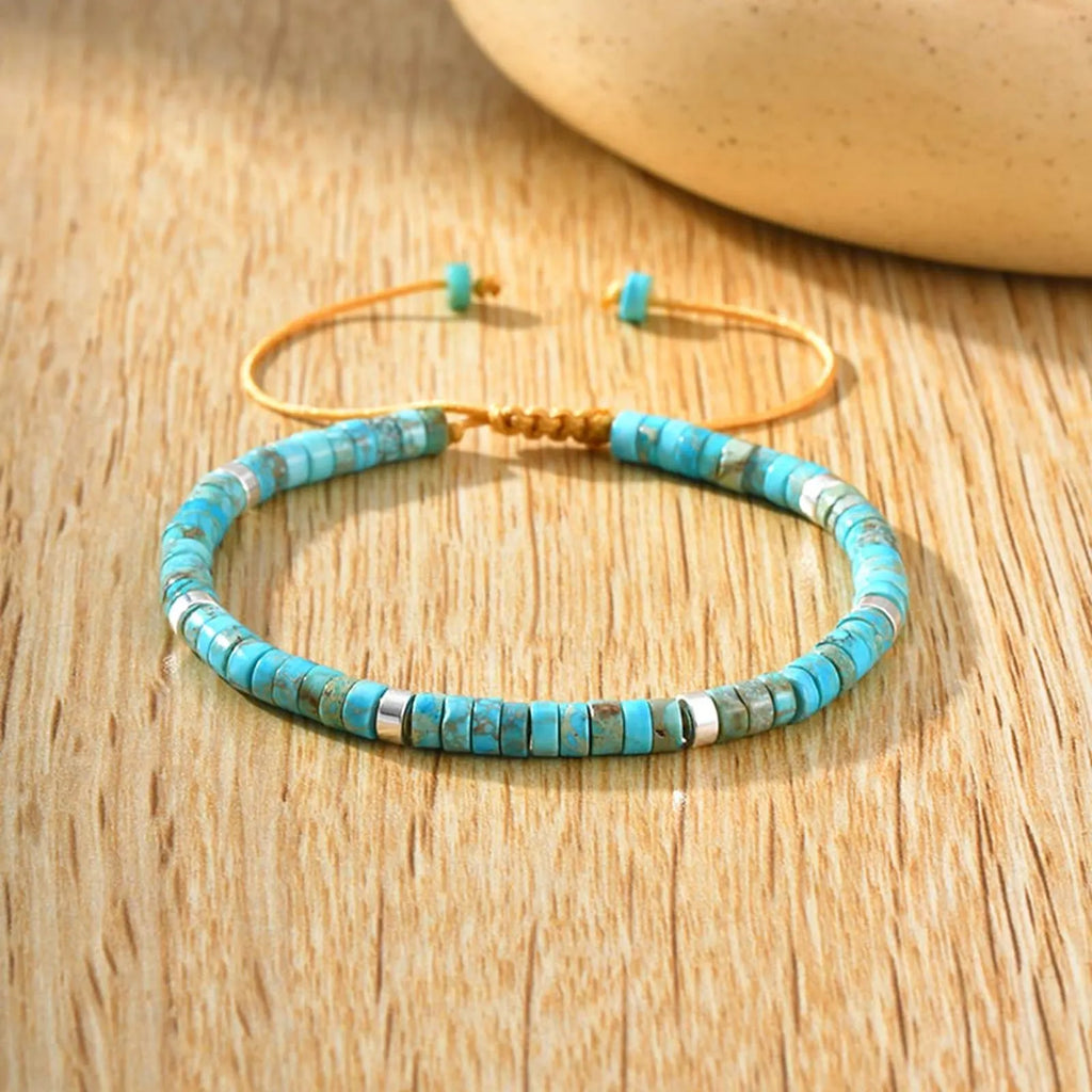 FBA Natural Blue Beaded Boho Bracelet for Men | Handmade Jewelry