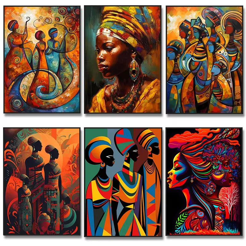 Abstract Black Women Diamond Painting Kit | Full Drill DIY Mosaic Art | FBA Vibes