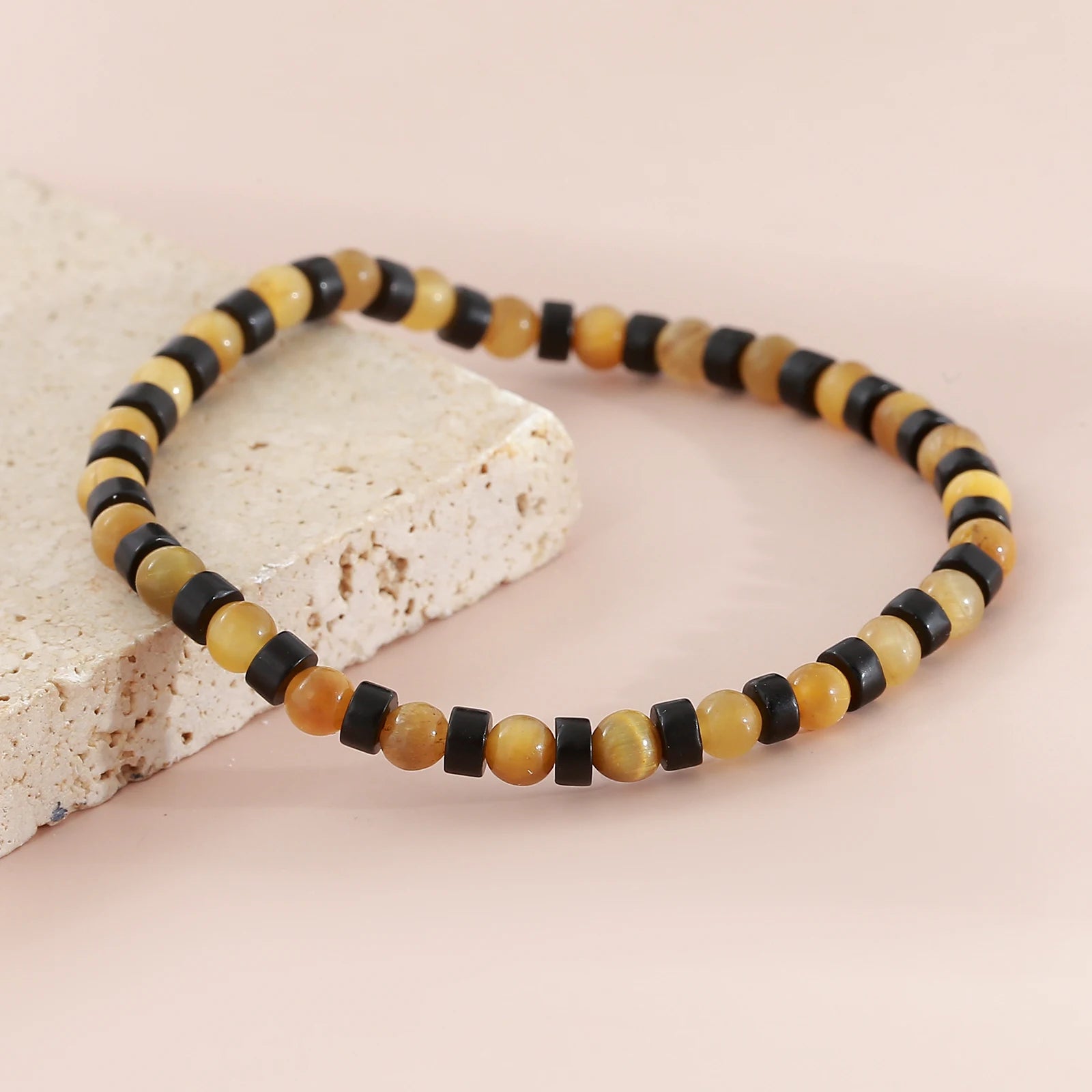 FBA Men's Natural Stone Beaded Elastic Bracelet | Handmade Jewelry Gift