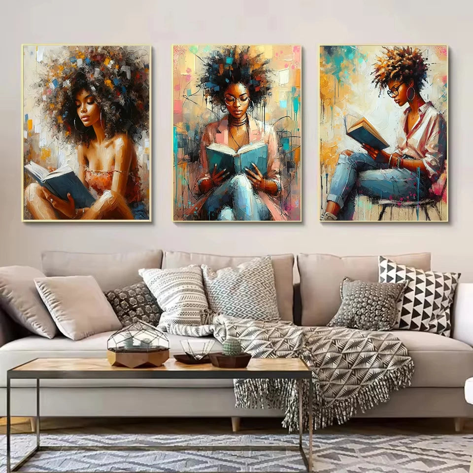 Graffiti Abstract African Girl Canvas Print | Black Woman Wall Art Poster