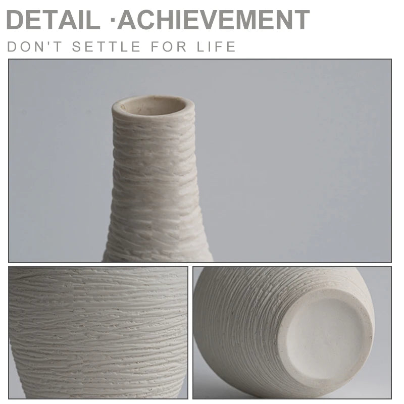 Simple Ceramic Vase | Nordic Minimalist Narrow-Mouth Flower Pot for Home, Living Room & Office